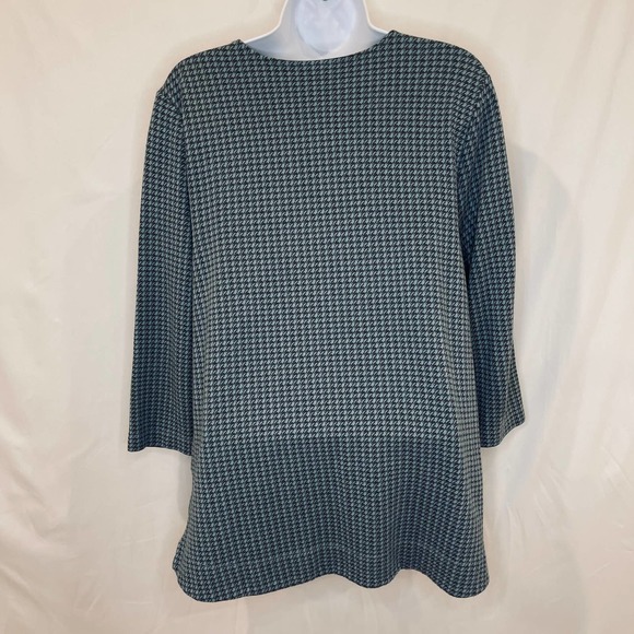 J. JILL women's large ponte knit 3/4 sleeve houndstooth top w/ pocket - Picture 3 of 9